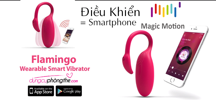 Thông tin chi tiết trứng rung Magic Motion Flamingo điều khiển bằng điện thoại smartphone.