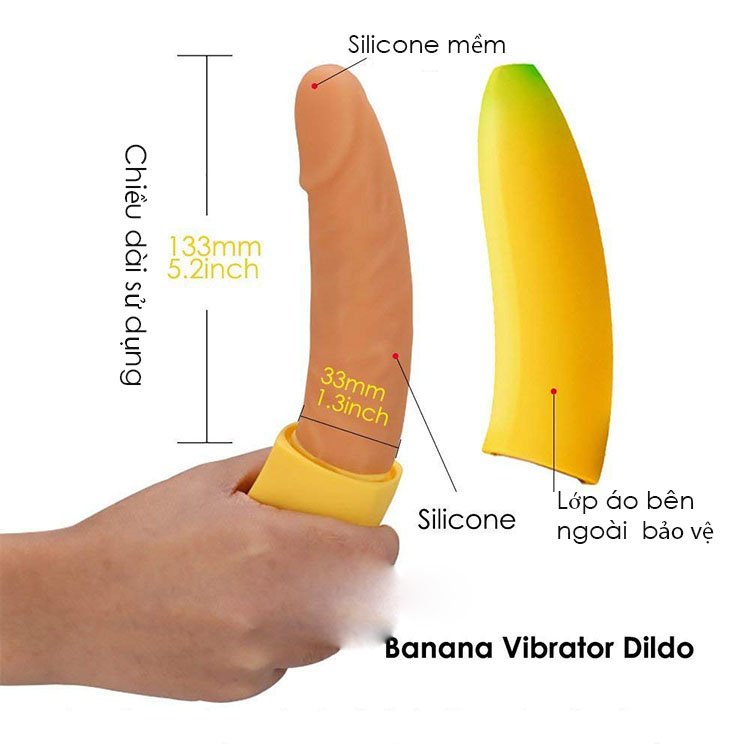 Kích thước dương vật giả trái chuối Moylan Banana siêu rung